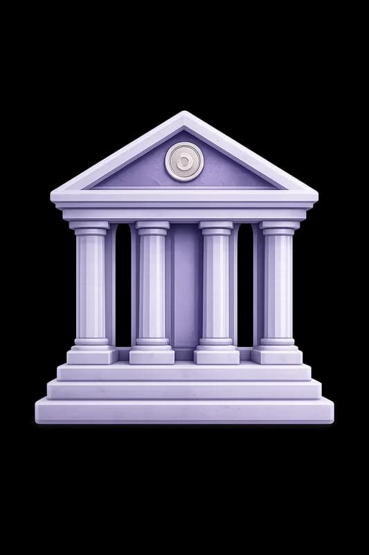 Edificio con columnas, como un banco.