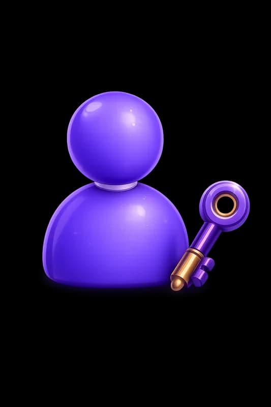 Avatar violeta sosteniendo una llave dorada.
